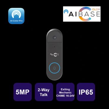 AI Base video doorbell with 5MP camera and 2-way talk.