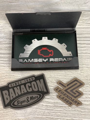 Business Card Holder Laser Engraved Ramsey Repair in Cedar Rapids, Iowa