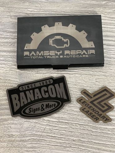Business Card Holder Laser Engraved Ramsey Repair in Cedar Rapids, Iowa
