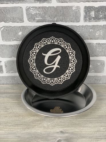 Black Laser Engraved Monogram Cake Pan Made in The USA