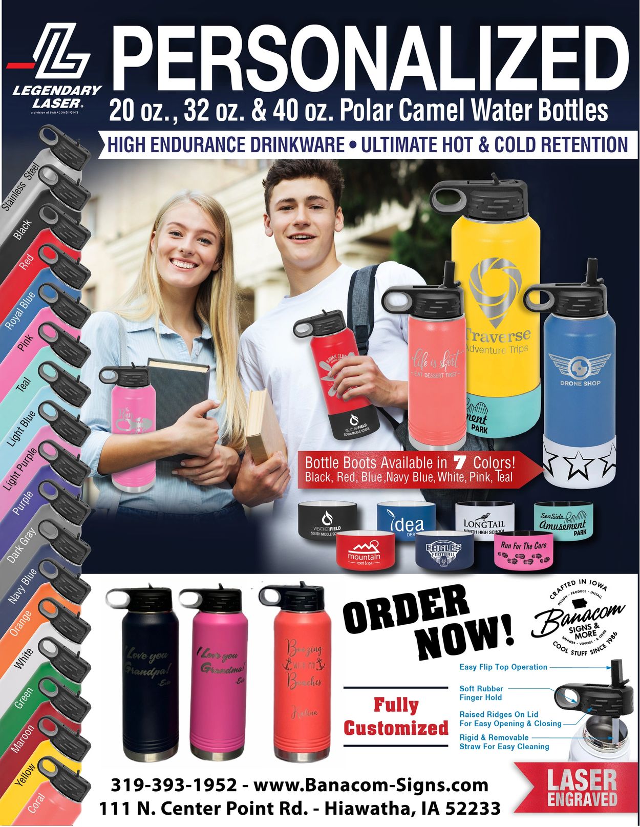 Polar Camel Brand Custom Water Bottles - Powder Coated and Engraved to Suit Your Needs