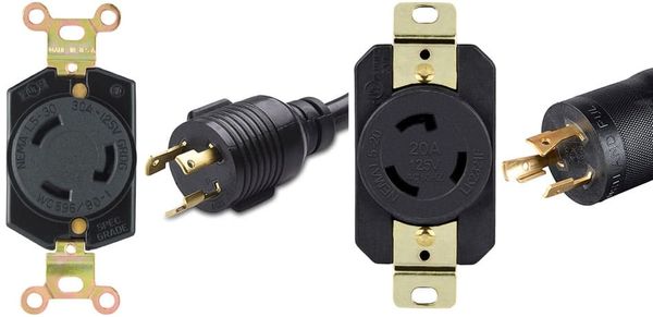 a couple of black and gold electrical plugs