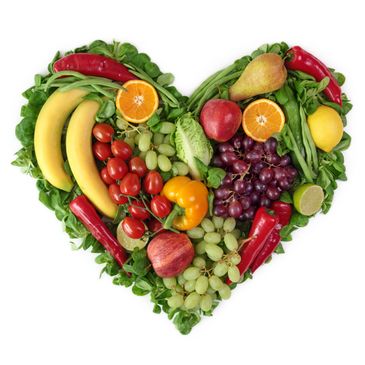 A heart-shaped fruits and vegetables