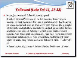Peter, James and John (Luke 5:4-11, Cont.)