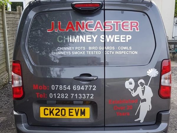 J. Lancaster chimney sweep services van 