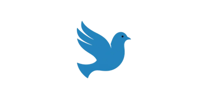 Blue dove silhouette flying.