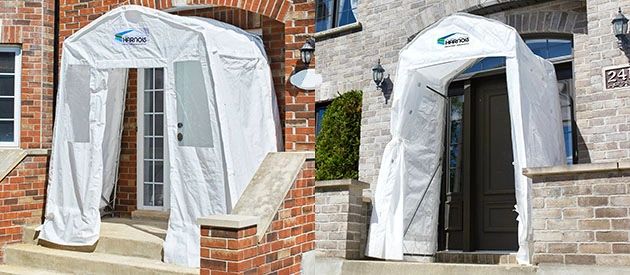 2 modèles de vestibule abris harnois, grand et petit avec ouverture 3 côté