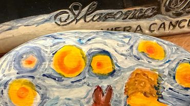 The Little Prince as a Van Gogh painting. Painted Rock adventure. Quinten Clara and Lily Buchborn