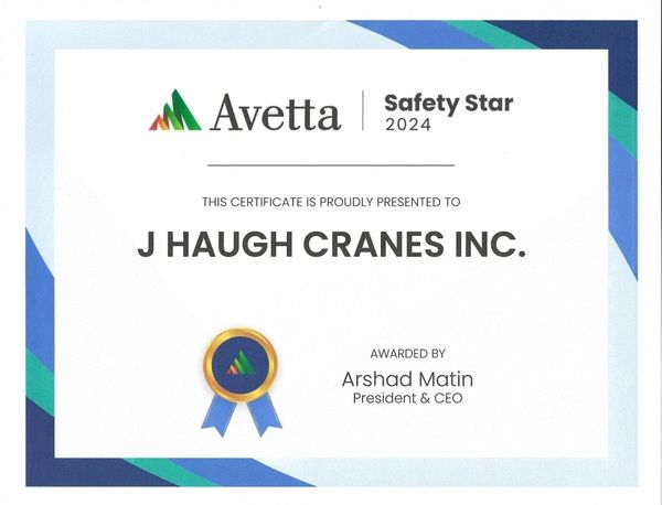 J. Haugh Cranes
New Jersey
Union county crane service
Avetta Safety Star