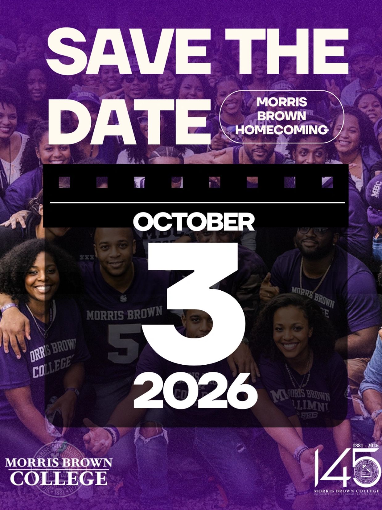 Save the date for Morris Brown Homecoming on October 3, 2026.