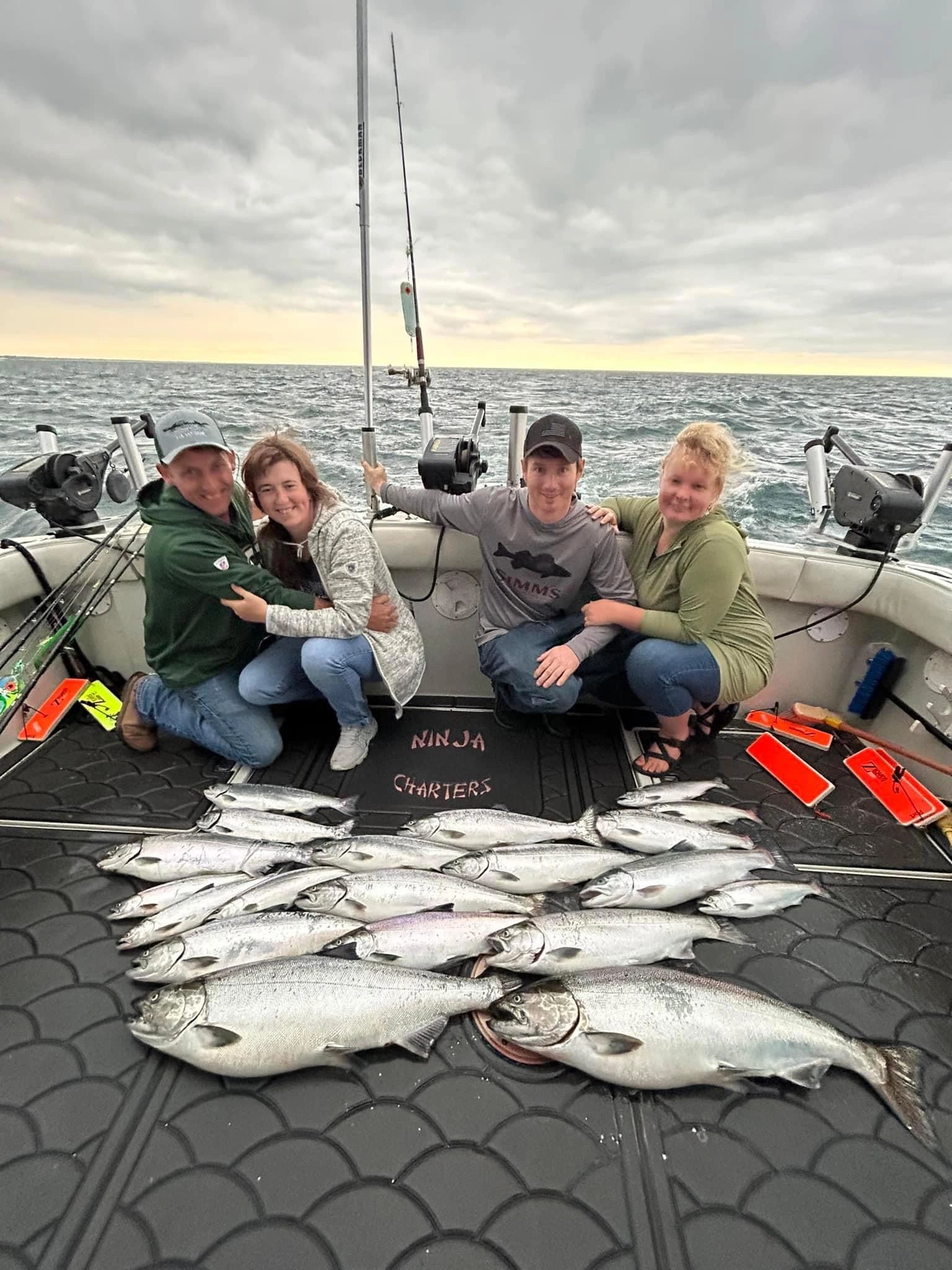Salmon & Trout Fishing on Lake Michigan. King Salmon, Coho Salmon. Ninja Charters, Sport Fishing