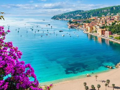 French Riviera Coast Villefranche sur Mer, provence lavender, blue azur, beach