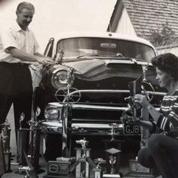 Jack Clifford with all of his many trophies. He said he never lost a race, but there could have been one..