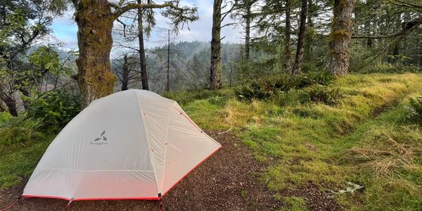 Tent on a backpacking tour in Point Reyes.