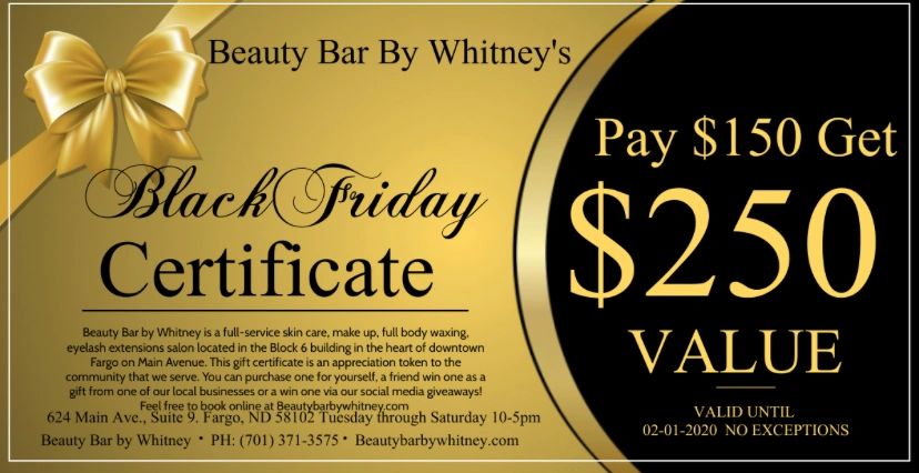Black Friday starts now‼️
Call us to get your G.C. 701.371.3575
X in store Black Friday 8am-8pm.