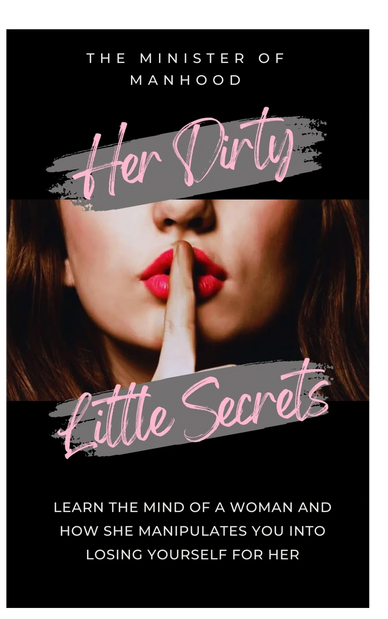 A woman with red lipstick makes a shushing gesture, hinting at secretive manipulation.