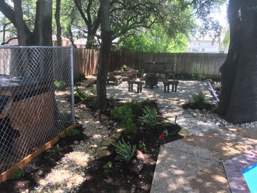 Texas, limestone, border, landscape, native plants, garden bed, shade, classic, patio, Killeen.