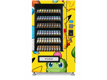 Distributeur automatique de produits avec décor coloré.