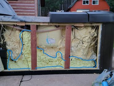 2x4 replacement, spray foam after leak repair.