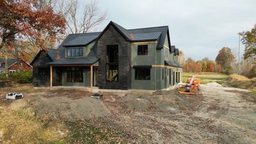 A modern two-story home under construction