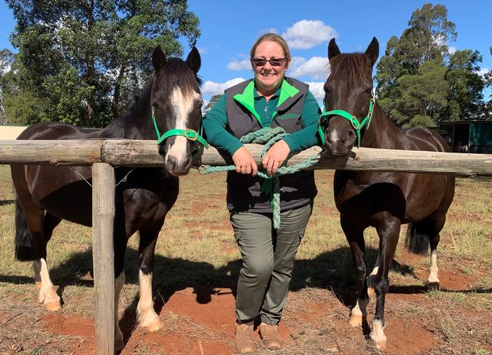 Rachael with two of the ponies Roy and Prinnie