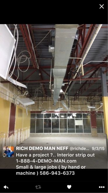 commercial interior strip out leaving lights wired from deck .