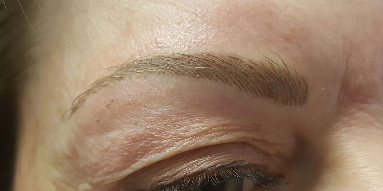 Hairstroke (Microblade) brows immediately after, these will heal just a bit softer and lighter.