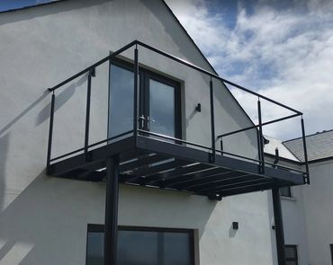 glass balcony, fabricated, steel balcony, modern designs.