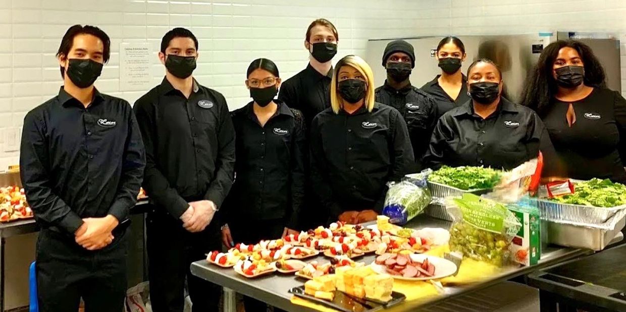 Catering staff, team, employees, waiters, chefs, uniform, Laniers Catering