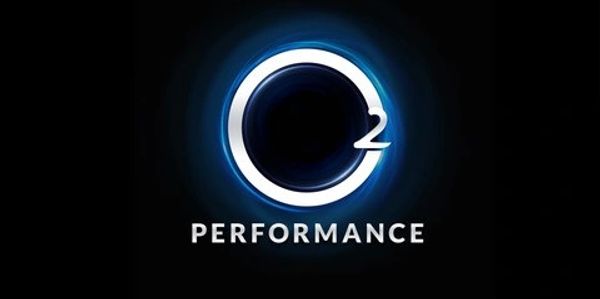 Logo of O2 Performance fitness facility.