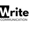 Logo of Write Communication. Black and White with the words 'Write Communication'. Copywriters.