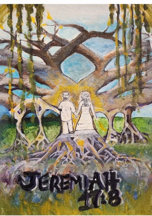 An anniversary gift for Joe one year based on the promise of our wedding verse; a banyon tree, our w