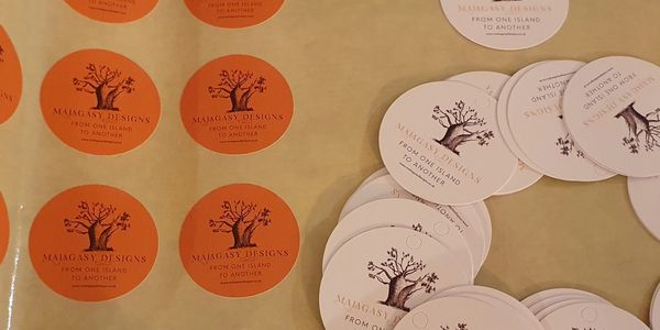 Photo of our eco-friendly product tags and stickers
