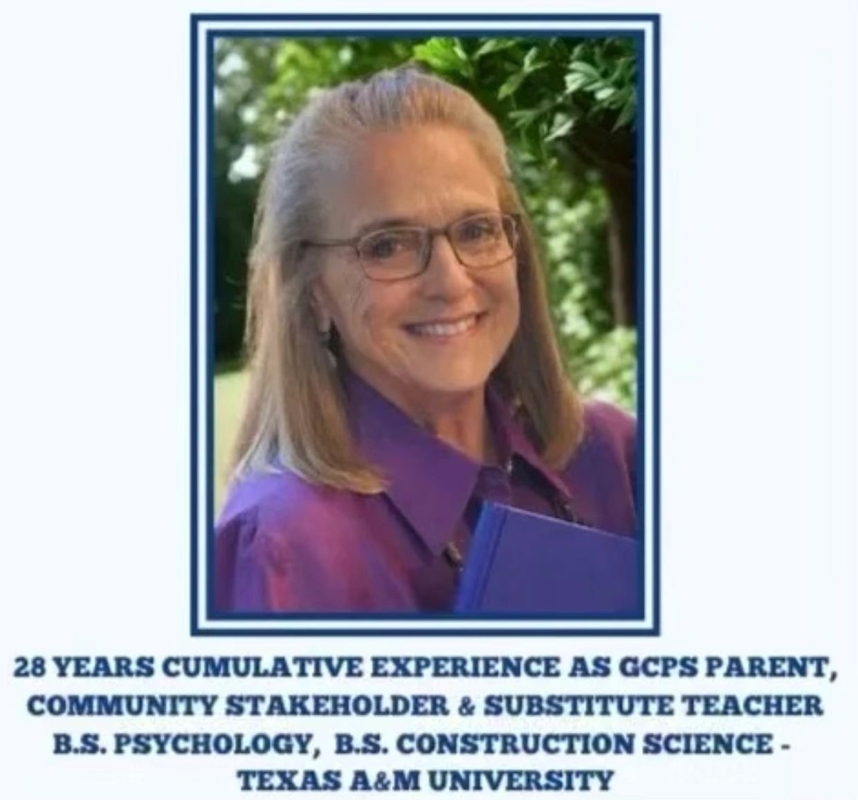 Experienced GCPS parent and substitute teacher with degrees from Texas A&M University.