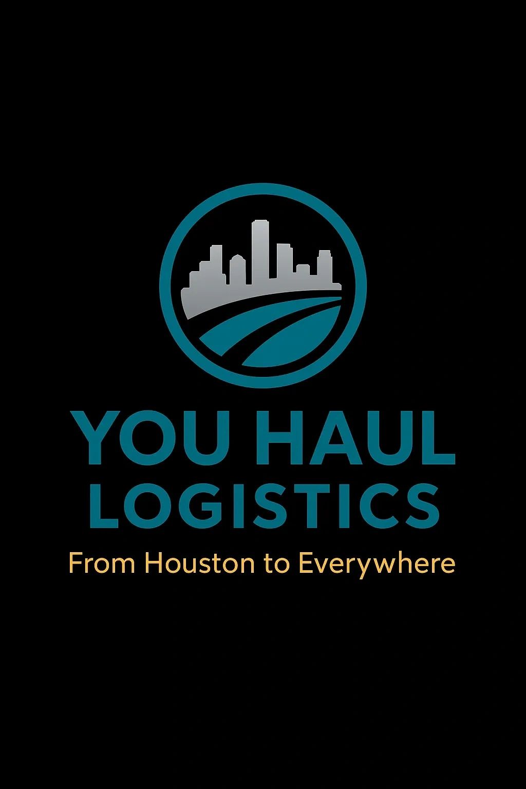 Logo for You Haul Logistics with a city skyline and slogan.