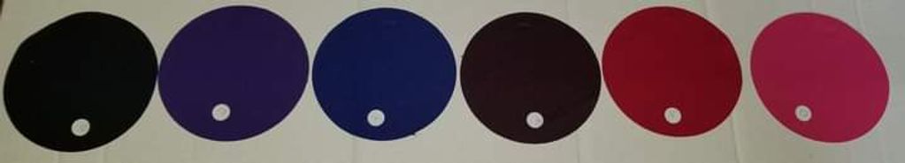 Polyester Fabric Colors
Left to Right: Black, Purple, Royal Blue, Wine, Red, Fuchsia