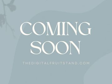 Coming soon text on a soft blue background.