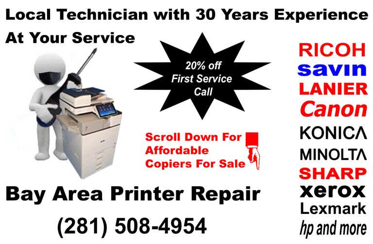 Copier and laser printer service and sales of ricoh savin lanier canon konica minolta sharp xerox le