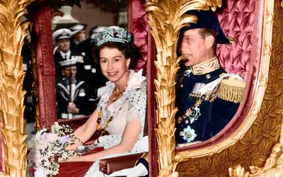 The coronation procession of Queen Elizabeth II