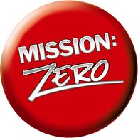 Round, red icon with Mission Zero on it