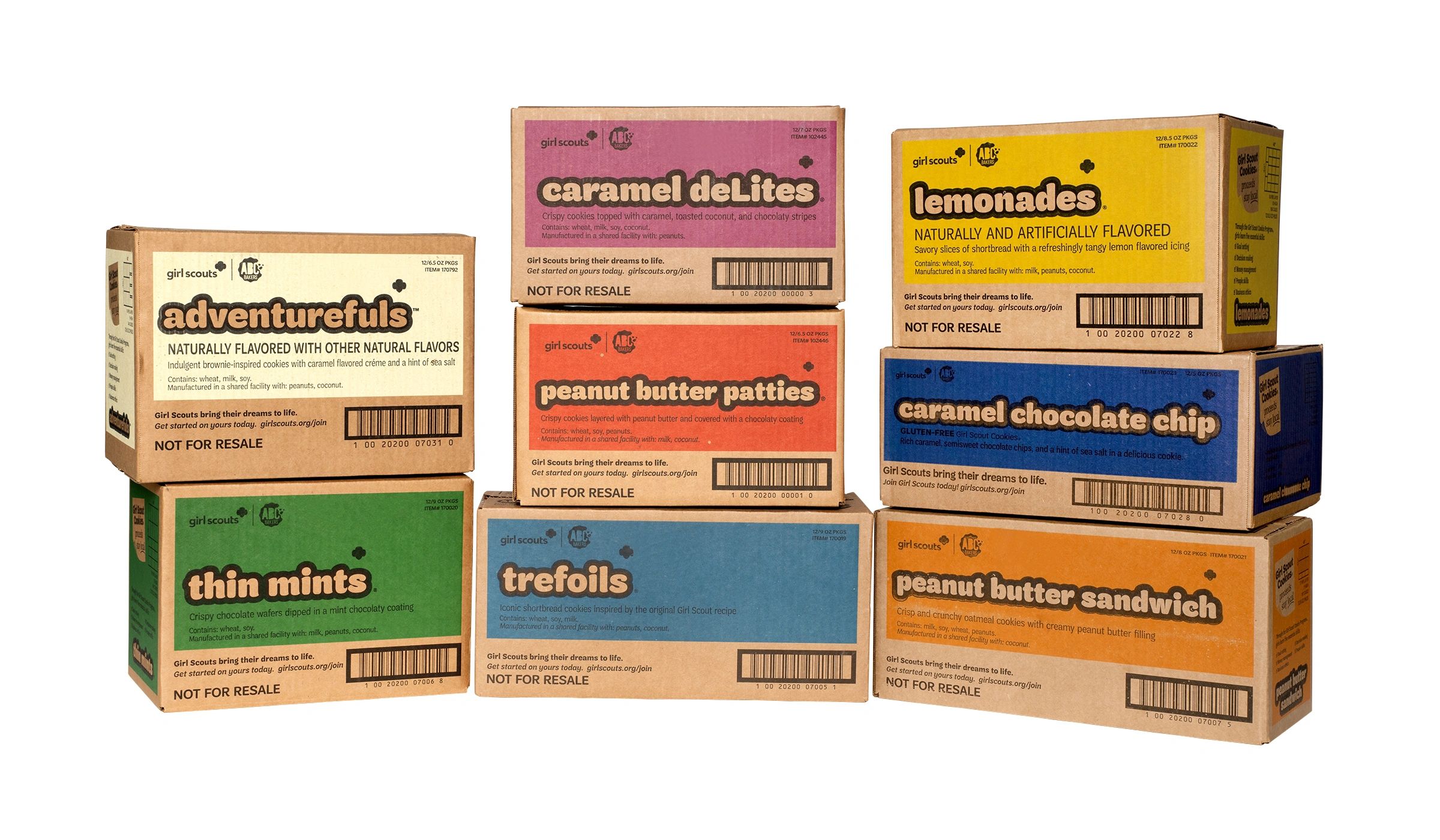 Boxes of Girl Scout cookies