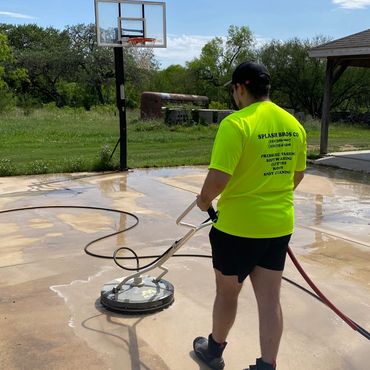Commercial pressure washing in San Antonio, Texas. Basketball court pressure washing.