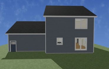 3d rendering of the back of the two-story house the Sophia