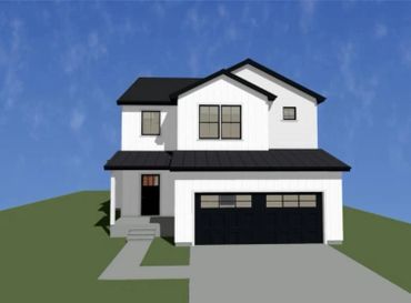 3d rendering of the two story house plan the Carmen Juanita