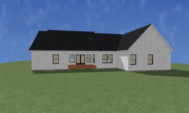 3d rendering of the back of the house plan the country ranch