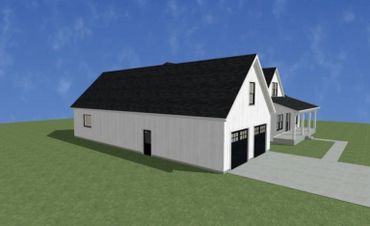 3d rendering of the left side of the house plans the country ranch.