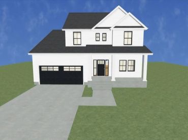 3d rendering of the front of the two-story house The Gerald.