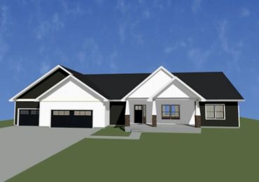 3d rendering of the front of the house plan the Dimondale.