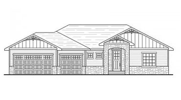 Drawing of the front of the house plan the Georgia.