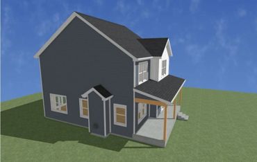 3d rendering of the left side of the two-story house the Sophia